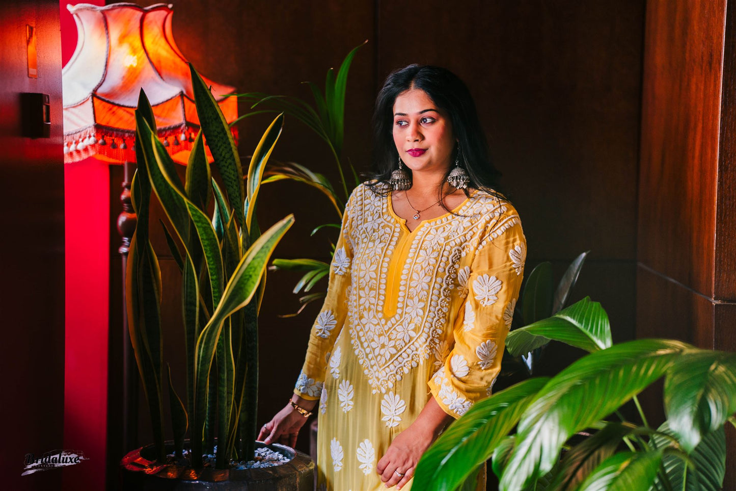 Yellow hand-embroidered Chikankari kurti (Size 44) soft viscose fabric - Casual Womenswear