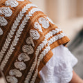 Golden Brown Ombre hand-embroidered Lucknowi Chikankari kurti (Size 42) Satin Silk fabric - Fusion Wear