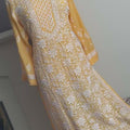 Golden Yellow hand-embroidered Chikankari kurti (Size XXL/44) in soft crepe - Casual Womenswear